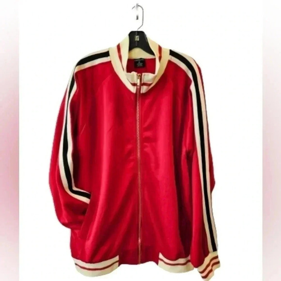 G-STYLE USA Men's Red Side Stripe Gold Zipper Jacket - Picture 1 of 13